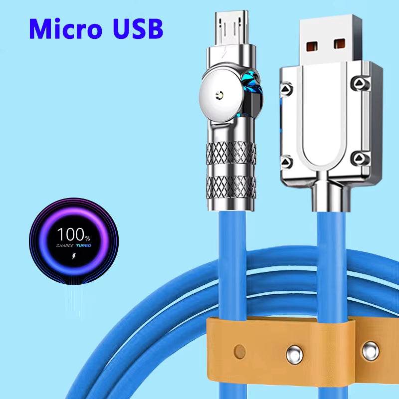 Micro USB 120W 3A Elbow Fast Charging Data Cable for Samsung Galaxy S7, S5, Xiaomi, and Android Devices