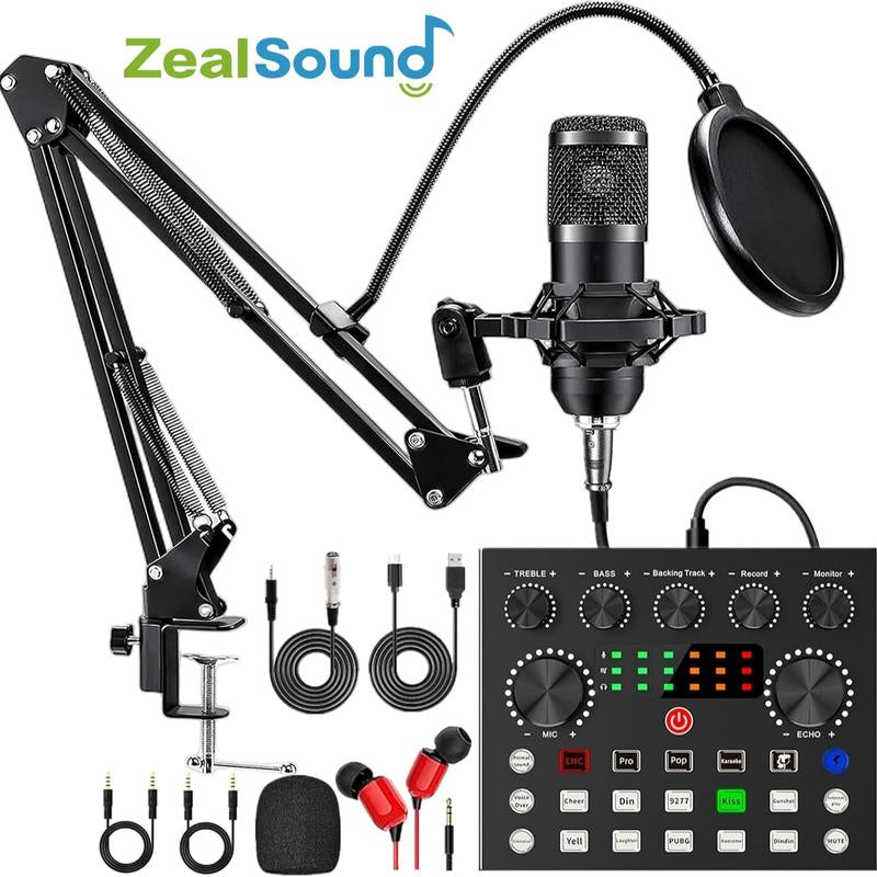 Podcast Equipment Bundle, BM800 Podcast Microphone Bundle with V8S Voice Changer, Condenser Microphone Recording Studio Package for Podcasting Live Streaming Singing PC Mobile Tiktok Youtube
