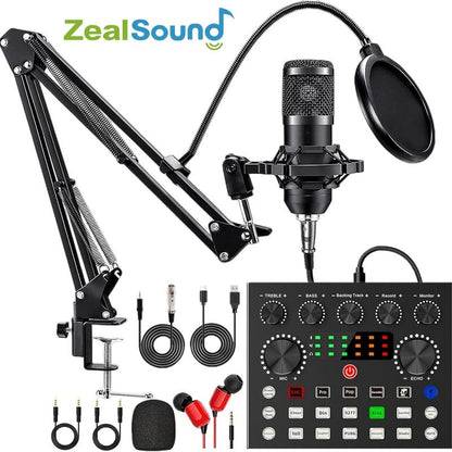 Podcast Equipment Bundle, BM800 Podcast Microphone Bundle with V8S Voice Changer, Condenser Microphone Recording Studio Package for Podcasting Live Streaming Singing PC Mobile Tiktok Youtube