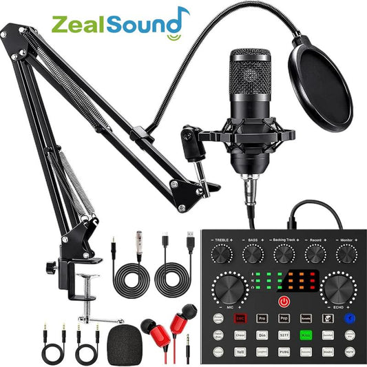 Podcast Equipment Bundle, BM800 Podcast Microphone Bundle with V8S Voice Changer, Condenser Microphone Recording Studio Package for Podcasting Live Streaming Singing PC Mobile Tiktok Youtube