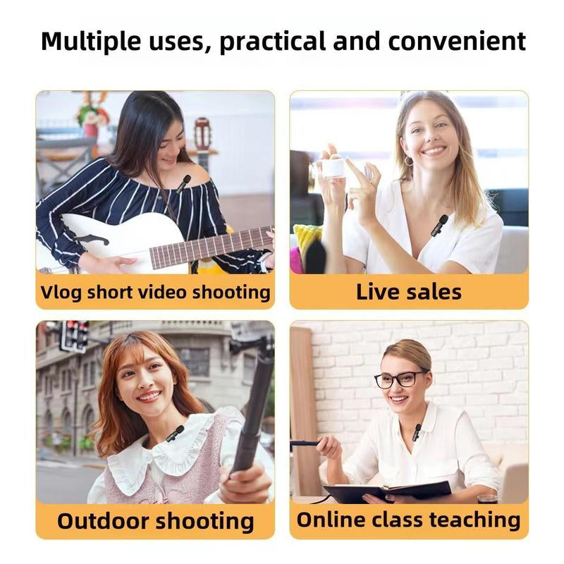 2 Count Wireless Microphone for Iphone,Ipad,Android, Mini Wireless Clip-On Microphones for Iphone Video Recording,Interview, Vlog