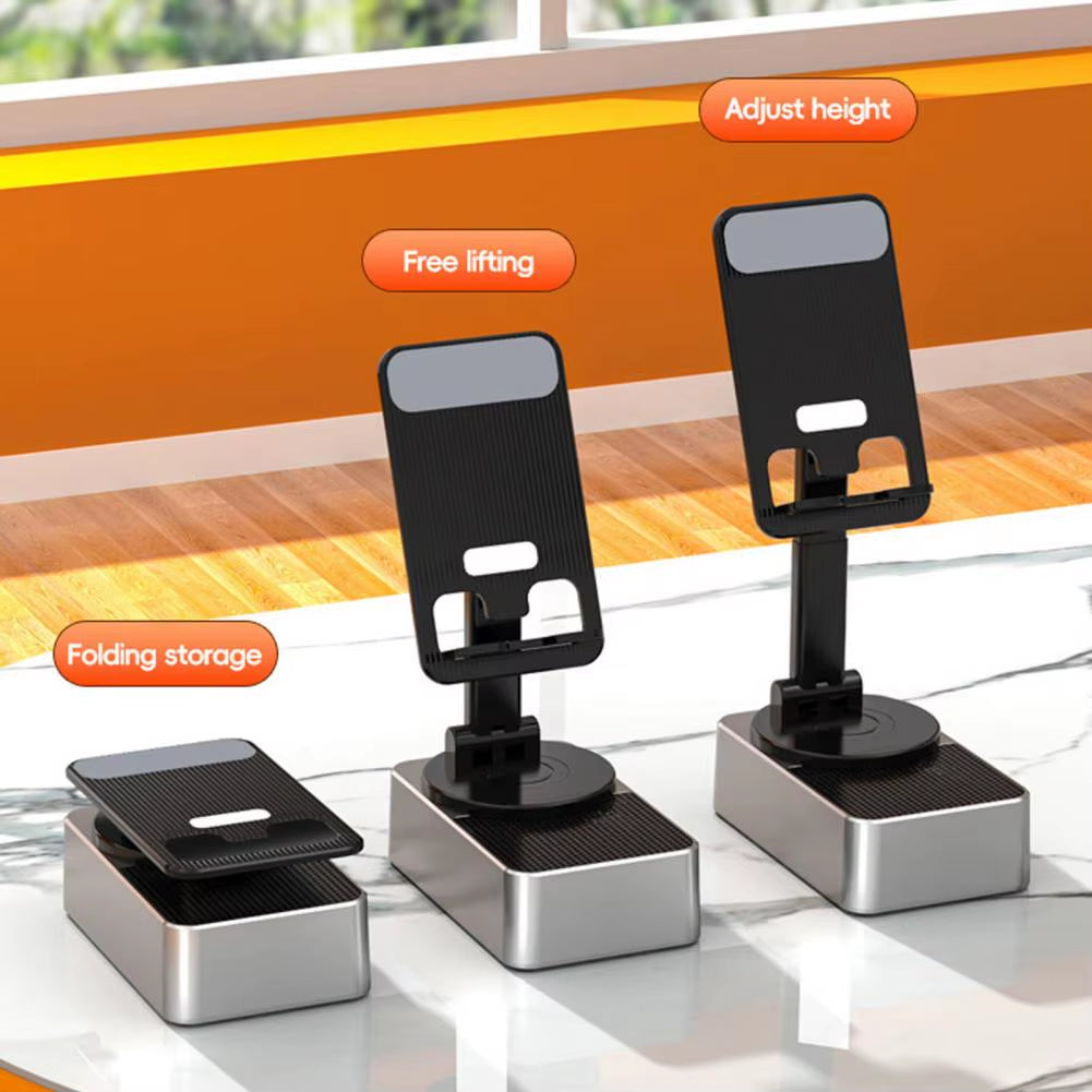 Bluetooth-Compatible Audio Power Phone Holder with Rotating Stand and Wireless Speaker - Foldable and Adjustable Cell Phone Stand