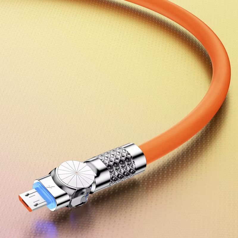 Micro USB 120W 3A Elbow Fast Charging Data Cable for Samsung Galaxy S7, S5, Xiaomi, and Android Devices