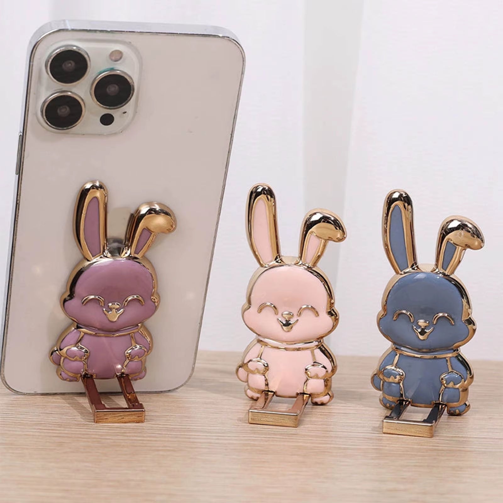 Foldable Bunny Phone Stand -  Portable Holder for Mobile Devices, Ideal Desk Accessory for Office and Home Decor
