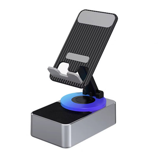Bluetooth-Compatible Audio Power Phone Holder with Rotating Stand and Wireless Speaker - Foldable and Adjustable Cell Phone Stand