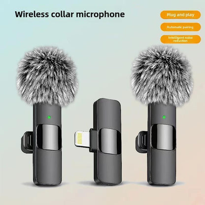 2 Count Wireless Microphone for Iphone,Ipad,Android, Mini Wireless Clip-On Microphones for Iphone Video Recording,Interview, Vlog