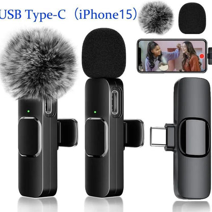 2 Count Wireless Microphone for Iphone,Ipad,Android, Mini Wireless Clip-On Microphones for Iphone Video Recording,Interview, Vlog