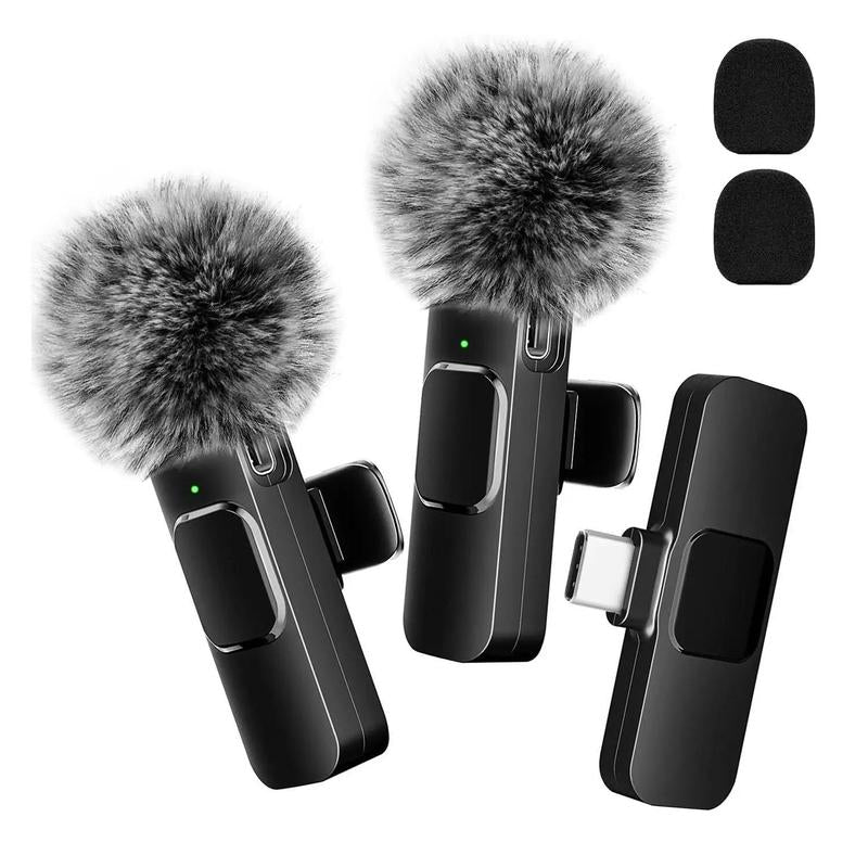 2 Count Wireless Microphone for Iphone,Ipad,Android, Mini Wireless Clip-On Microphones for Iphone Video Recording,Interview, Vlog