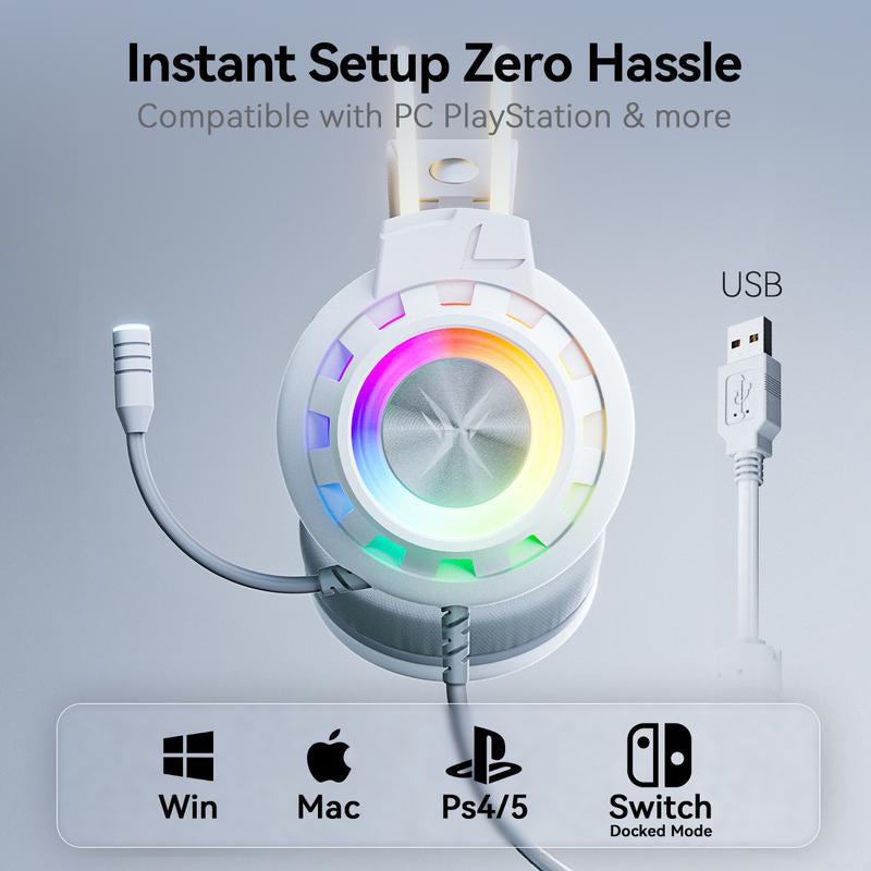 TAGRY TRONICX Upgraded G3 Wired PC Gaming Headset with 50Mm Driver, ENC Microphone, USB-A Headset with 7.1 Surround Sound, Control Box for PC/PS5 Console/Switch Dock Mode (Not Compatible with Xbox)