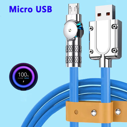 Micro USB 120W 3A Elbow Fast Charging Data Cable for Samsung Galaxy S7, S5, Xiaomi, and Android Devices