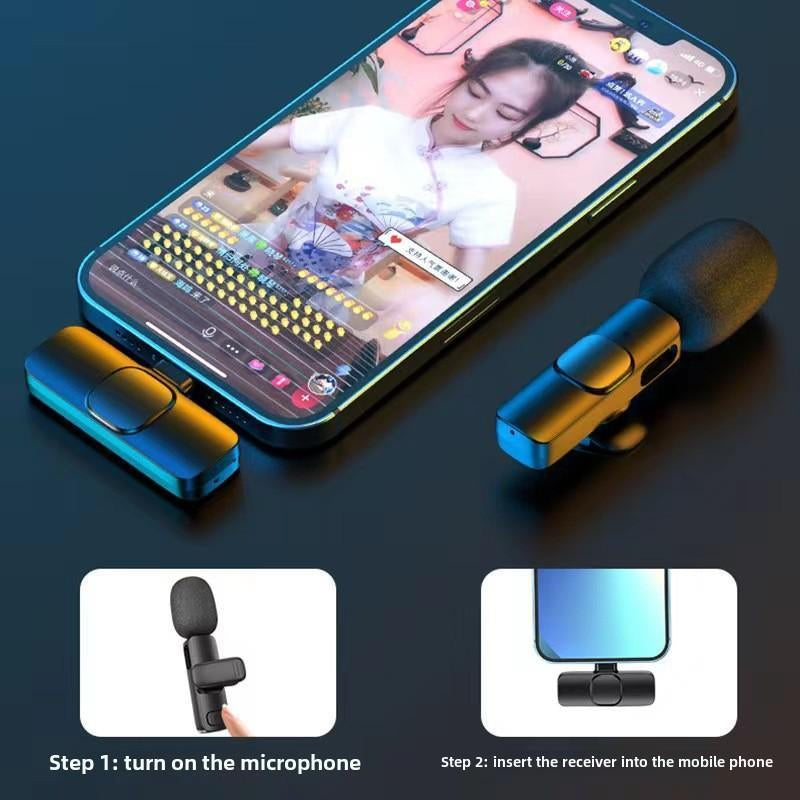 2 Count Wireless Microphone for Iphone,Ipad,Android, Mini Wireless Clip-On Microphones for Iphone Video Recording,Interview, Vlog