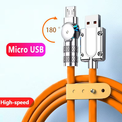 Micro USB 120W 3A Elbow Fast Charging Data Cable for Samsung Galaxy S7, S5, Xiaomi, and Android Devices