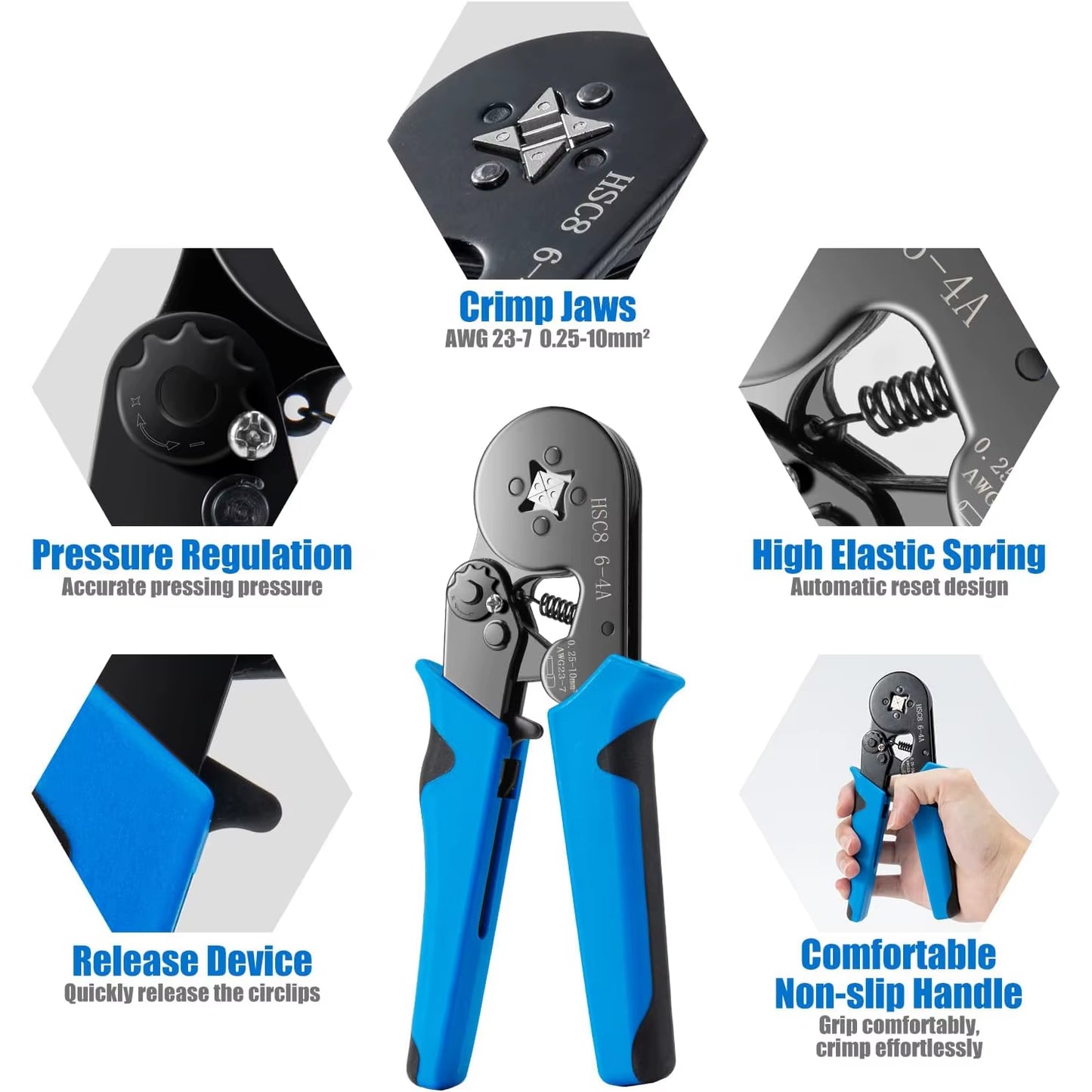 Ferrule Crimping Tool Kit with 1250 PCS Wire Ferrules and Self-Adjustable Ratchet Crimper Plier Set