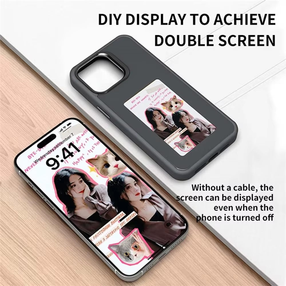 NFC Display Screen Smartphone Case for iPhone 16, 15, 14, 13 Pro Max - Customizable Protective Cover with Battery-Free Design